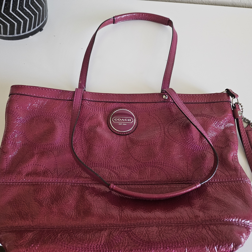 Coach Pink Leather Tote Bag